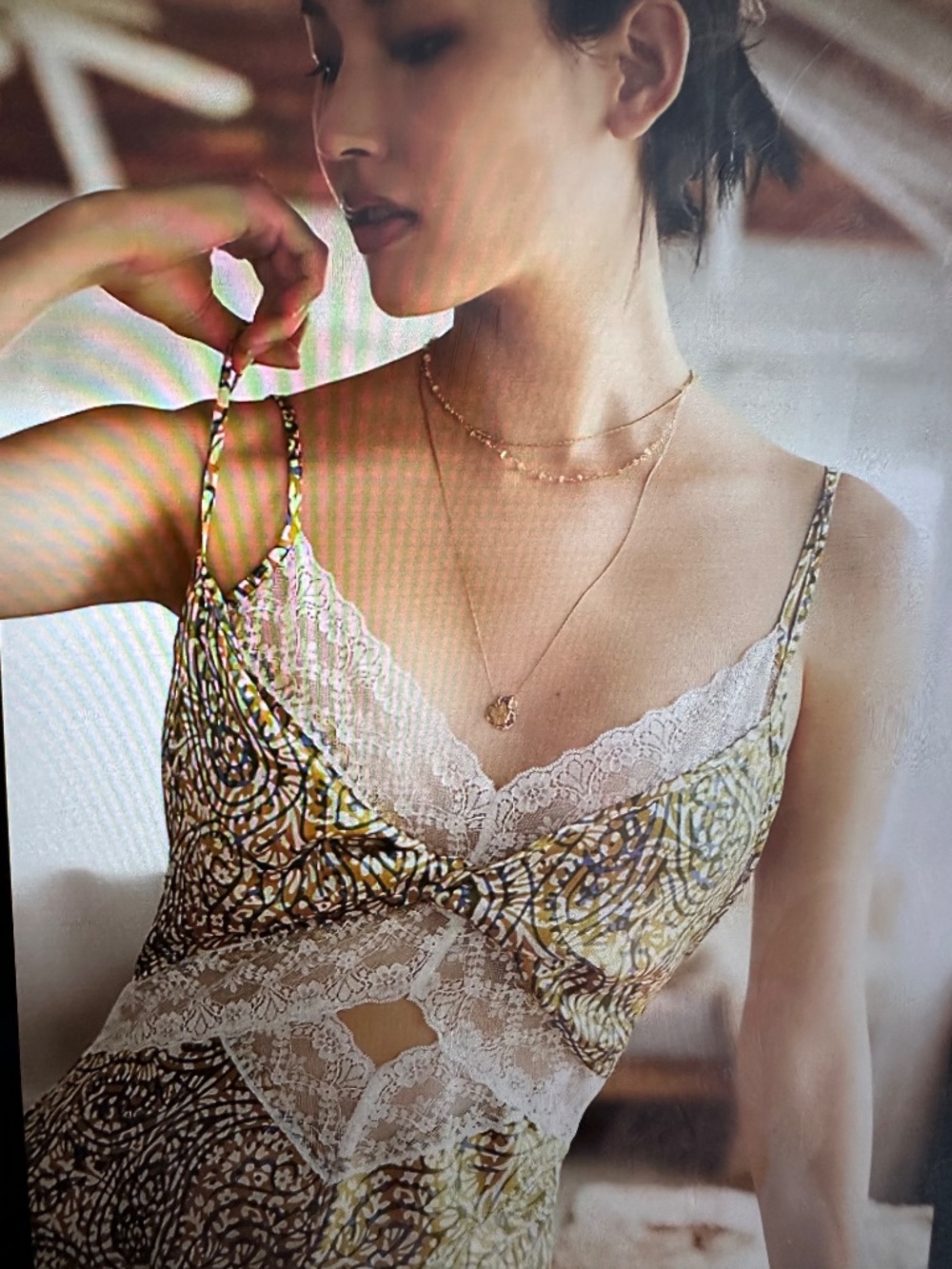 Anthropologie Lace Inset Slip Midi Dress - Picture 3 of 8